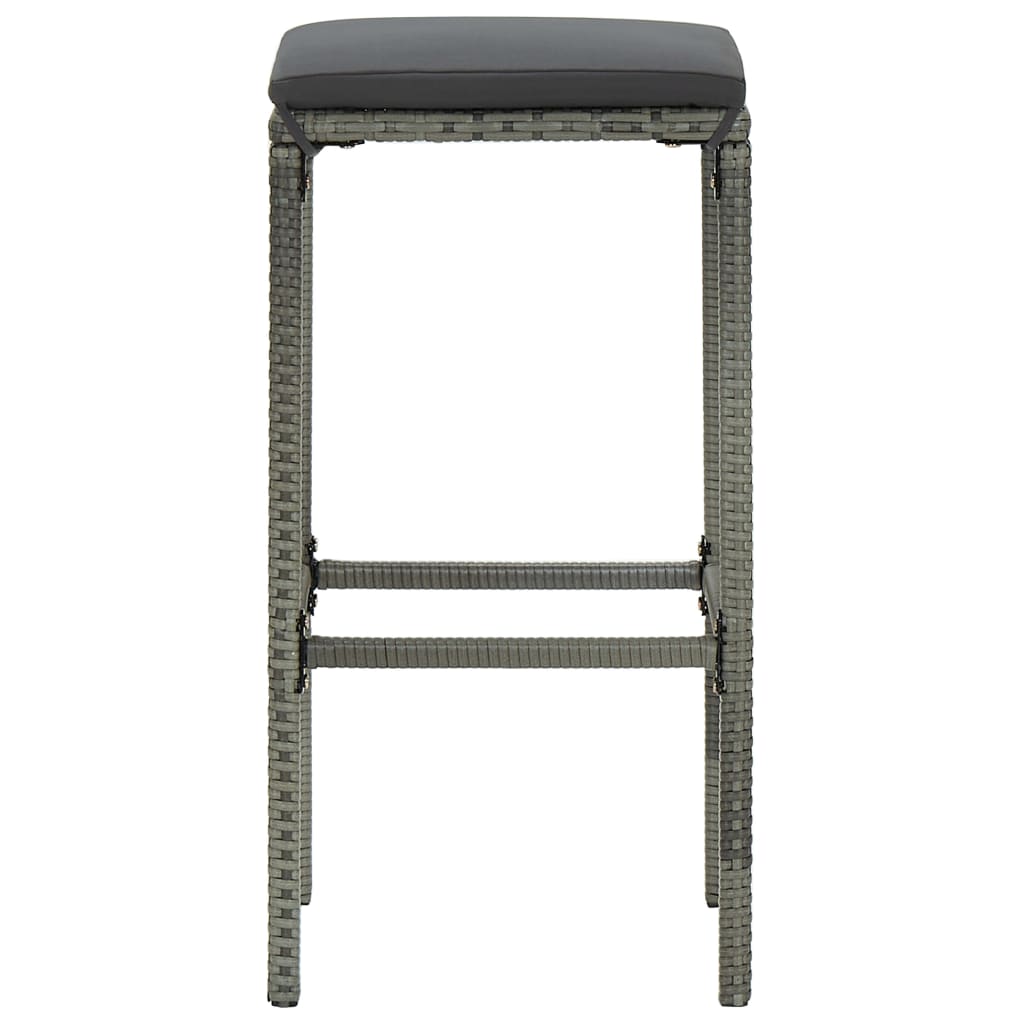 4 Pcs conjunto de bar para jardim com almofadões cinzento