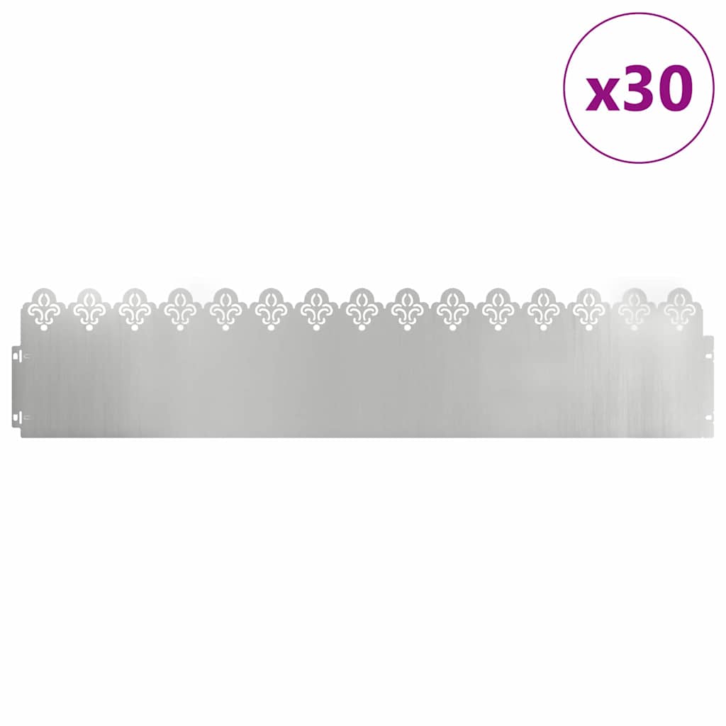 Delimitadores de relvado 30 unid. 103 x 0,05 x 22 cm prateado