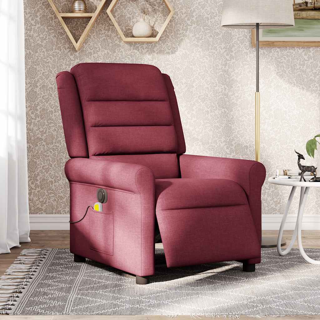 Poltrona reclinável de massagens elétrica tecido vermelho tinto