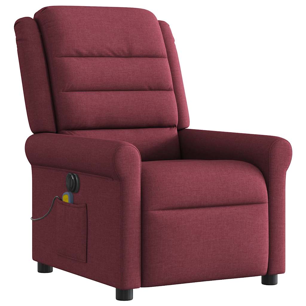 Poltrona reclinável de massagens elétrica tecido vermelho tinto