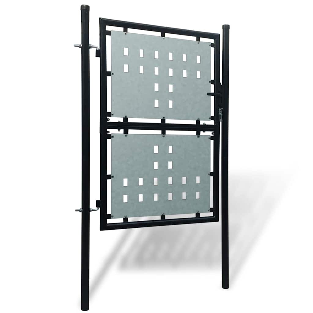 Portão de cerca de porta única preto 100x150 cm