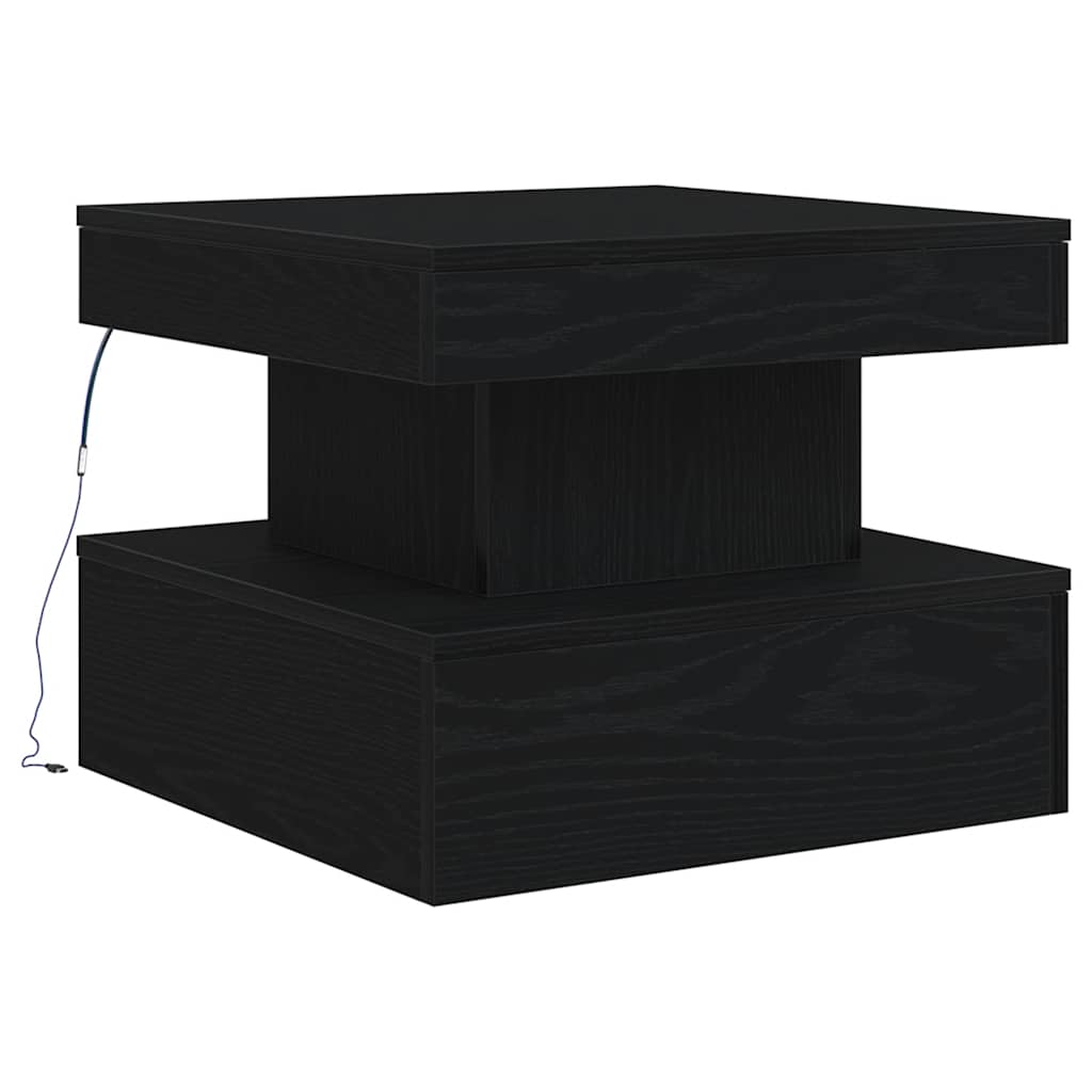 Mesa de centro com luzes LED, carvalho preto, 50x50x40 cm