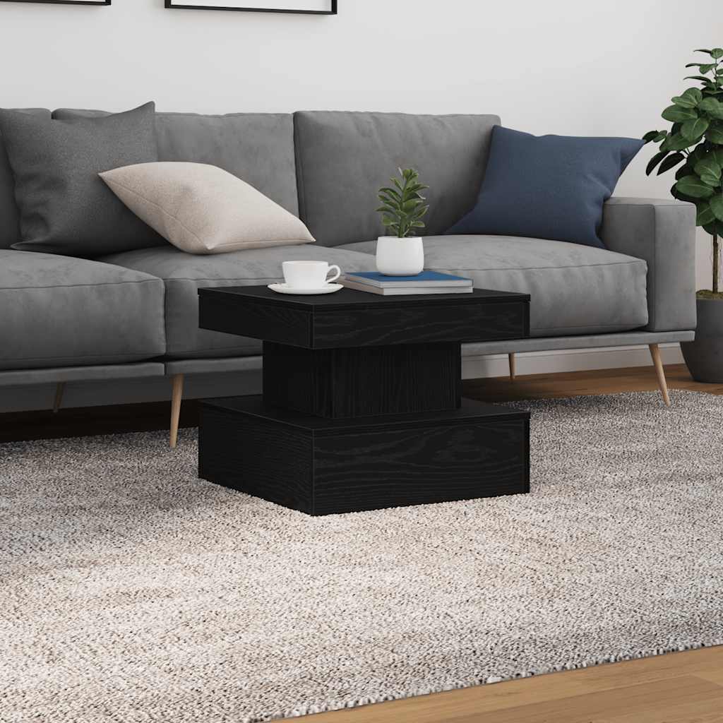 Mesa de centro com luzes LED, carvalho preto, 50x50x40 cm