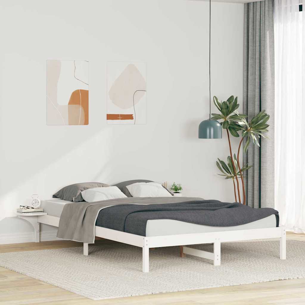 Cama com mesas laterais branco 160 x 210 cm