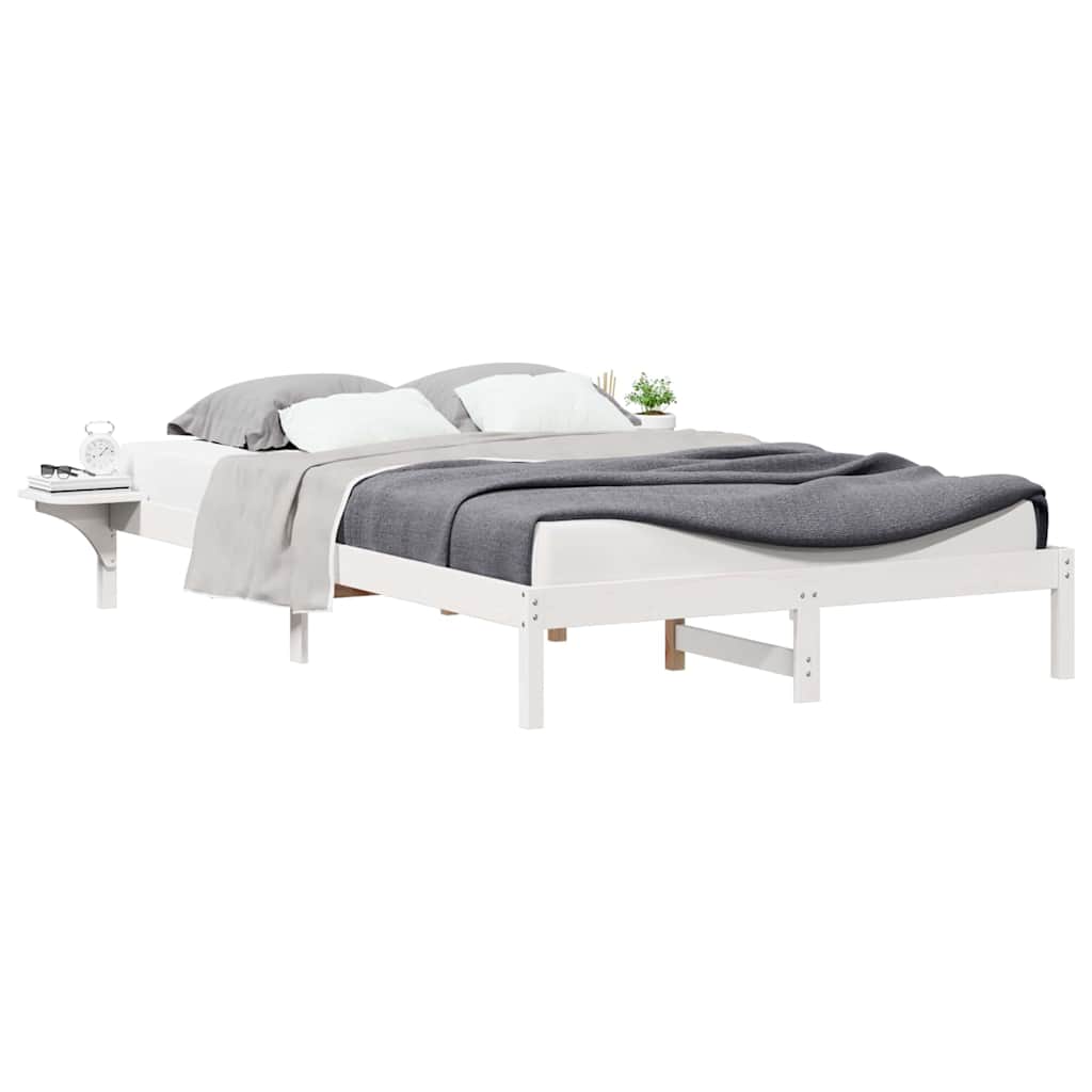 Cama com mesas laterais branco 160 x 210 cm