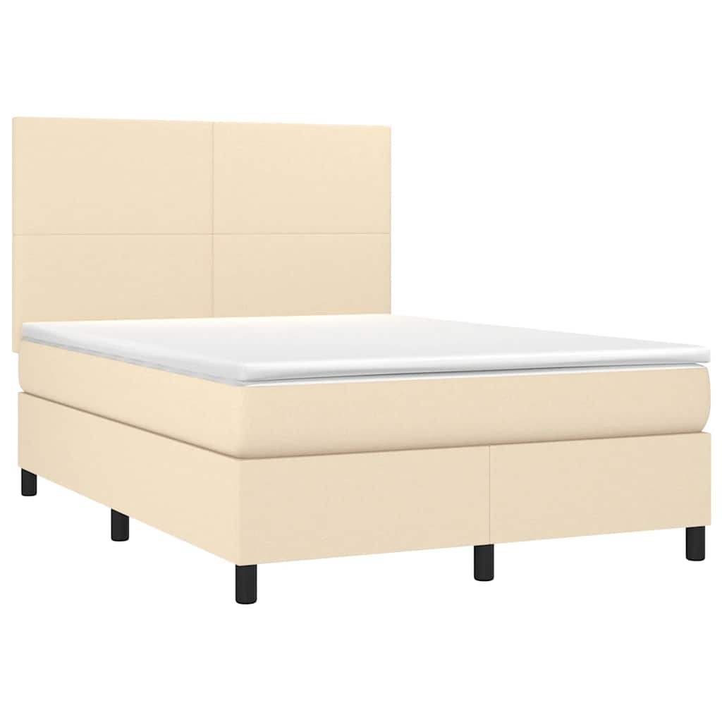 Cama com molas/colchão 140x200 cm tecido cor creme