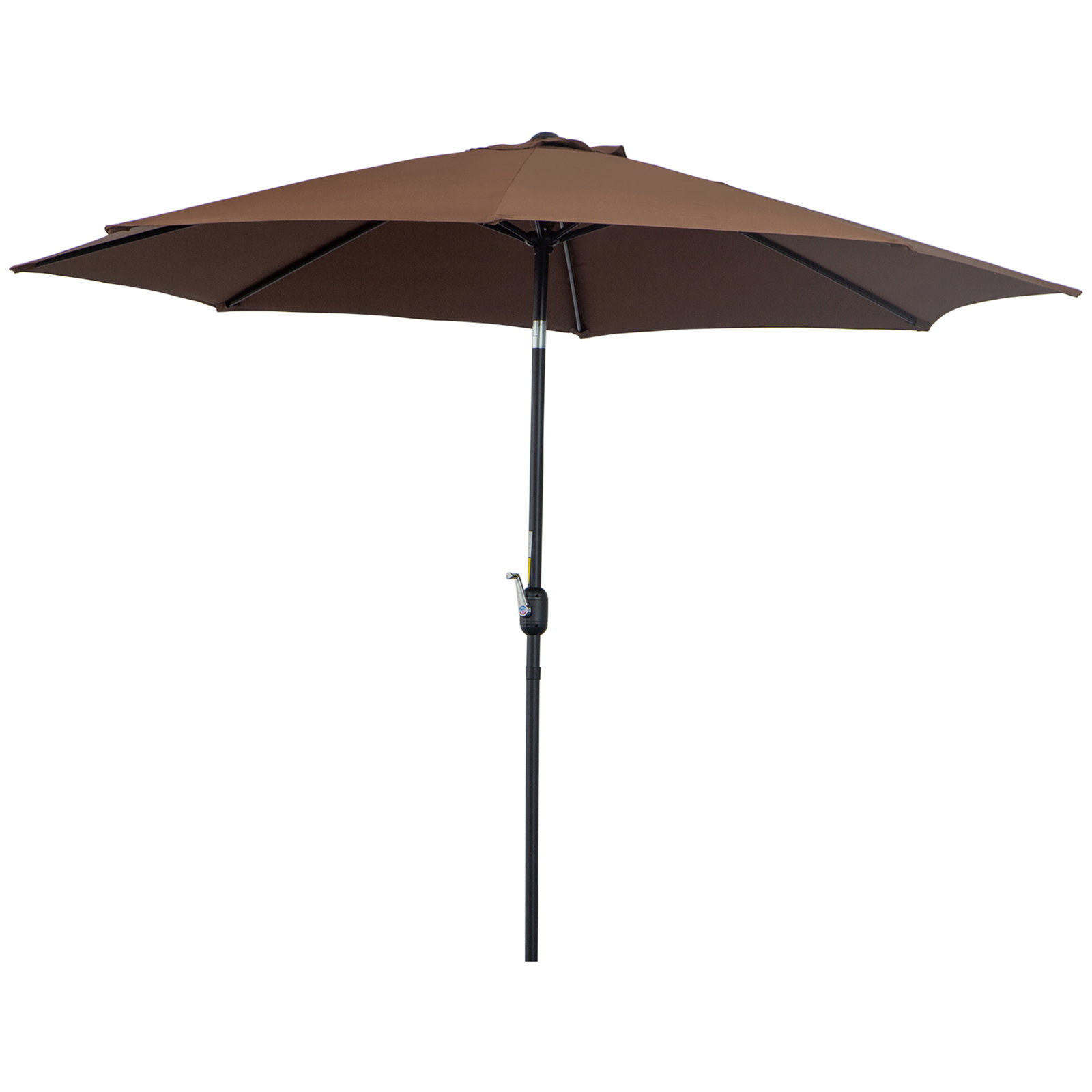 Chapéu de Sol de Jardim Ø295x250cm com Manivela Chapéu de Sol Exterior com Mecanismo de Inclinação e Mastro Desmontável de Metal