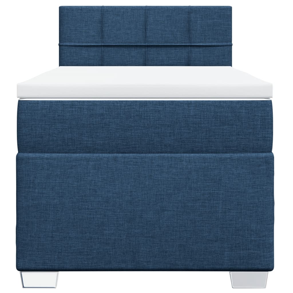 Cama com molas/colchão 80x200 cm tecido azul