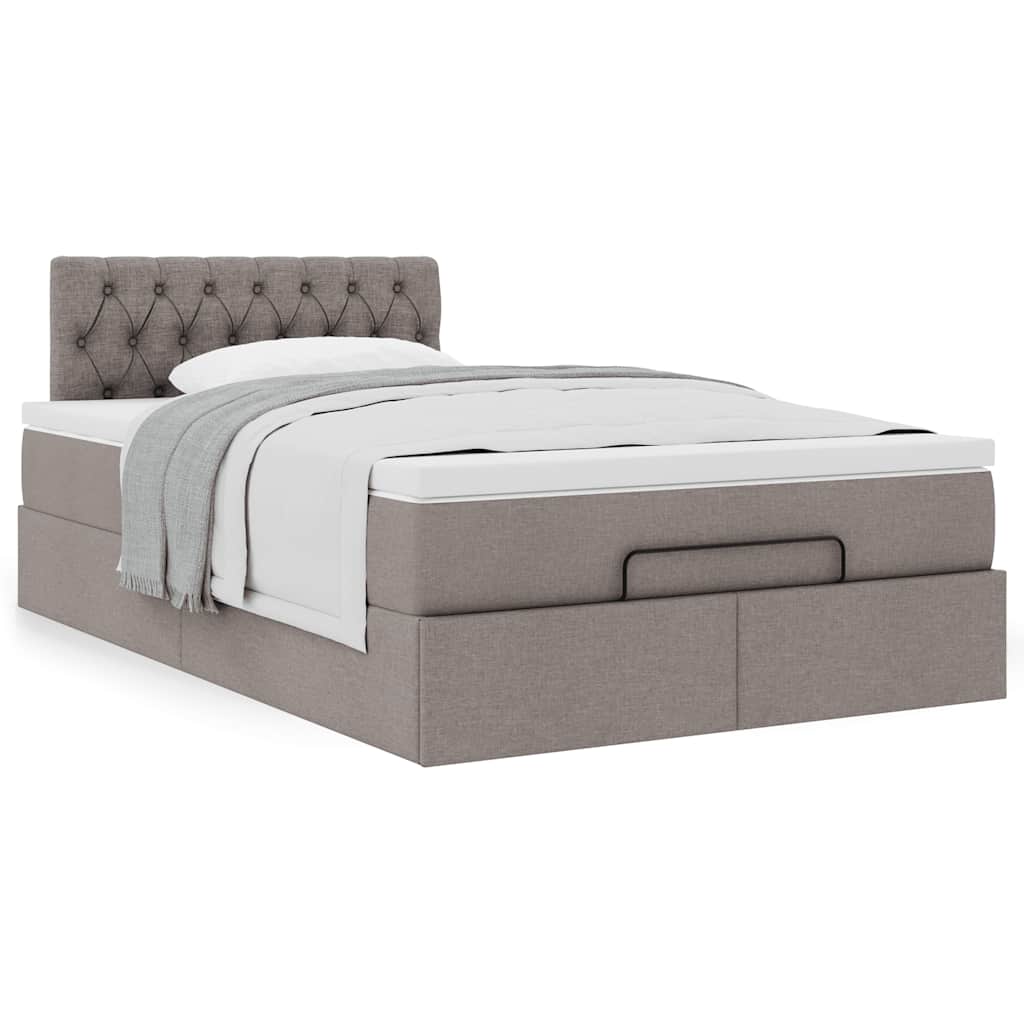 Estrutura de cama otomana com colchão 120x190cm tecido cinzento