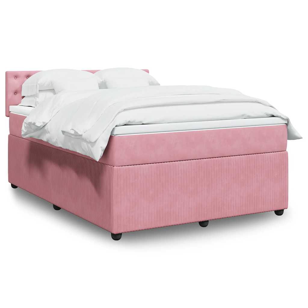Cama com molas/colchão 140x190 cm veludo rosa