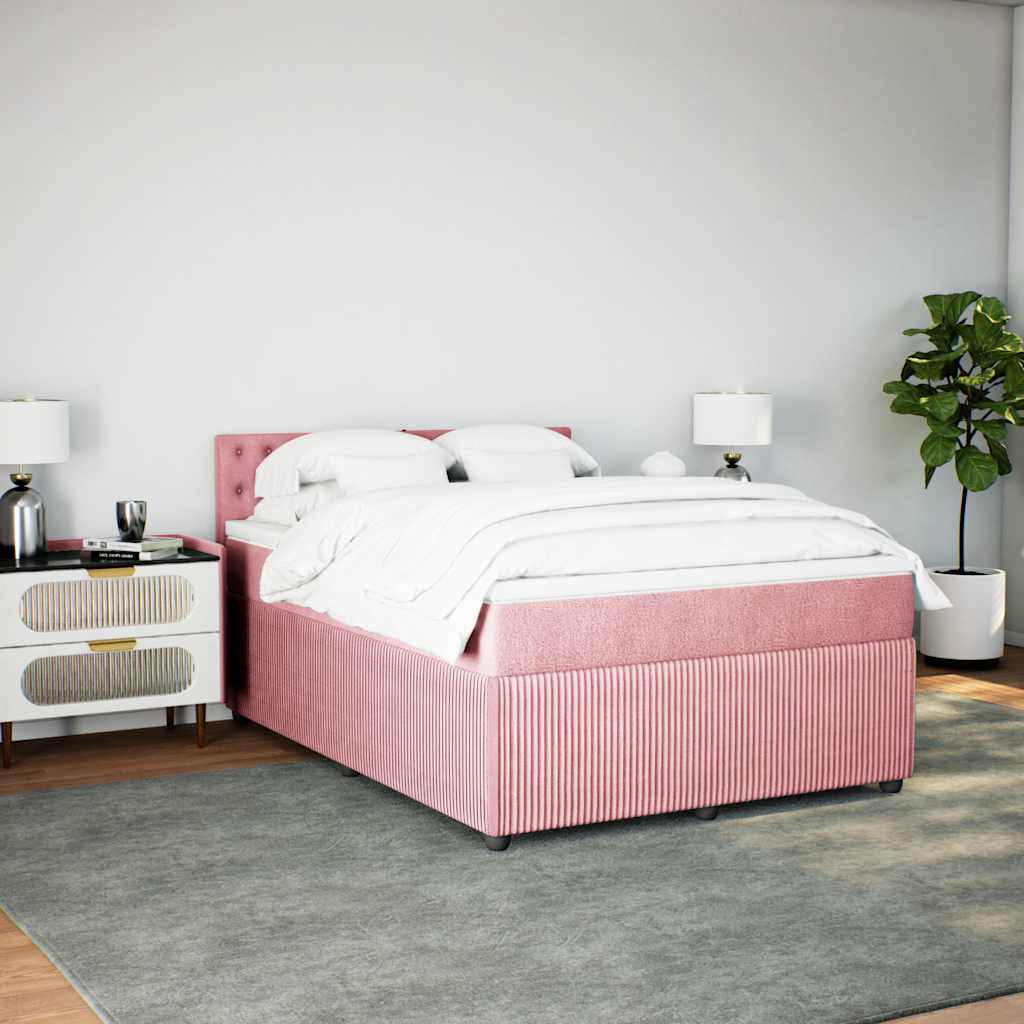 Cama com molas/colchão 140x190 cm veludo rosa