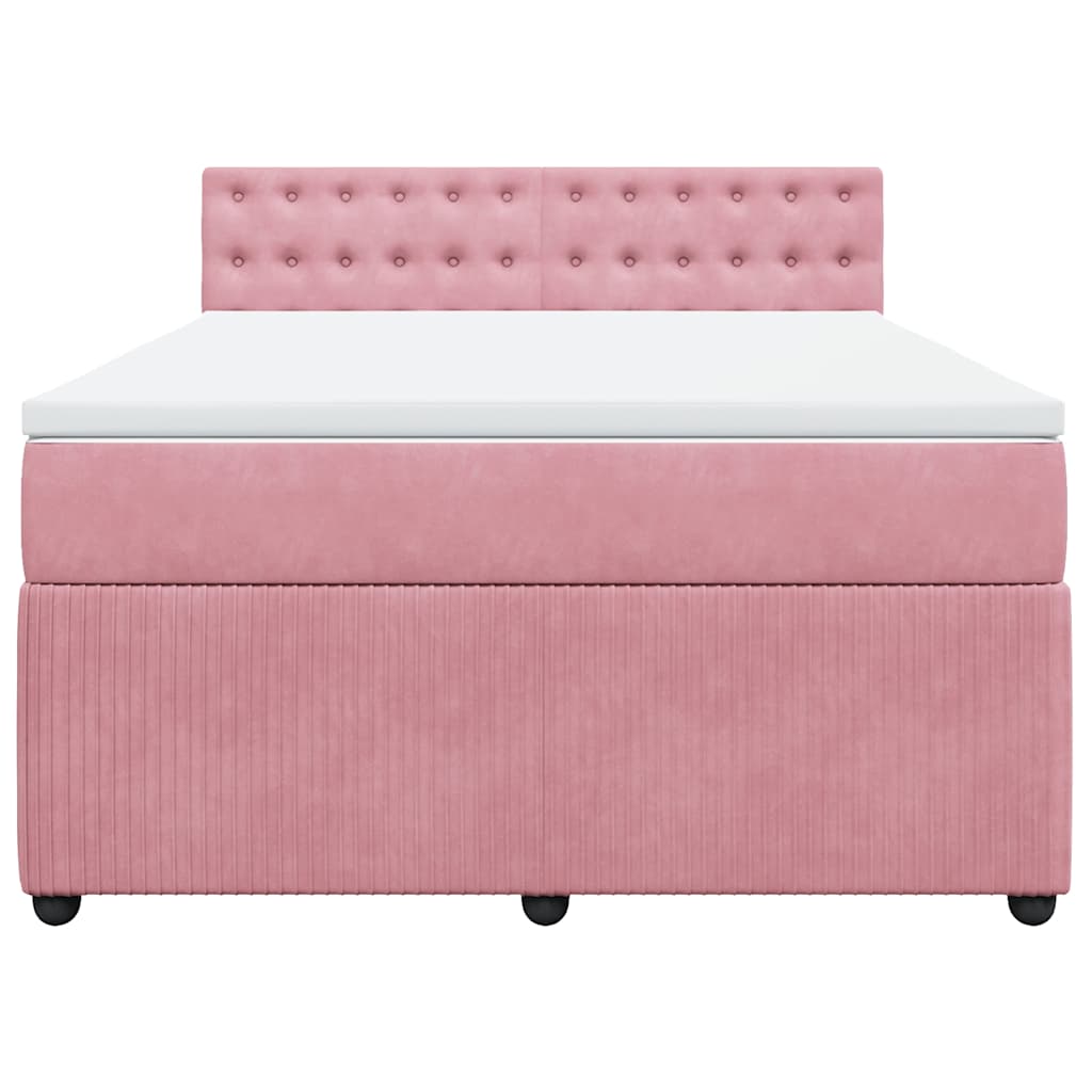 Cama com molas/colchão 140x190 cm veludo rosa