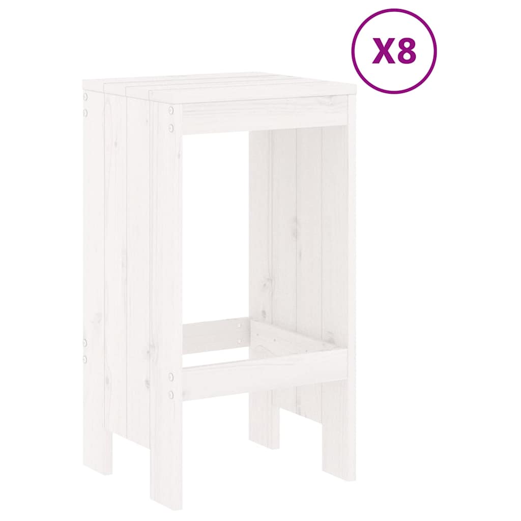 9 Pcs conjunto de bar para jardim pinho maciço branco