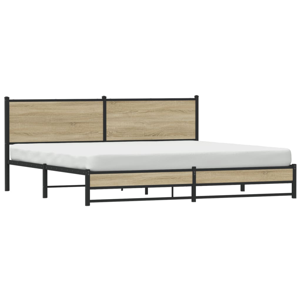 Estrutura de cama sem colchão 200x200cm metal carvalho sonoma