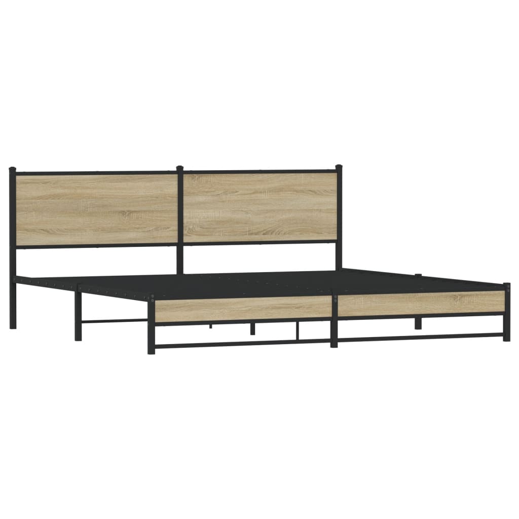 Estrutura de cama sem colchão 200x200cm metal carvalho sonoma