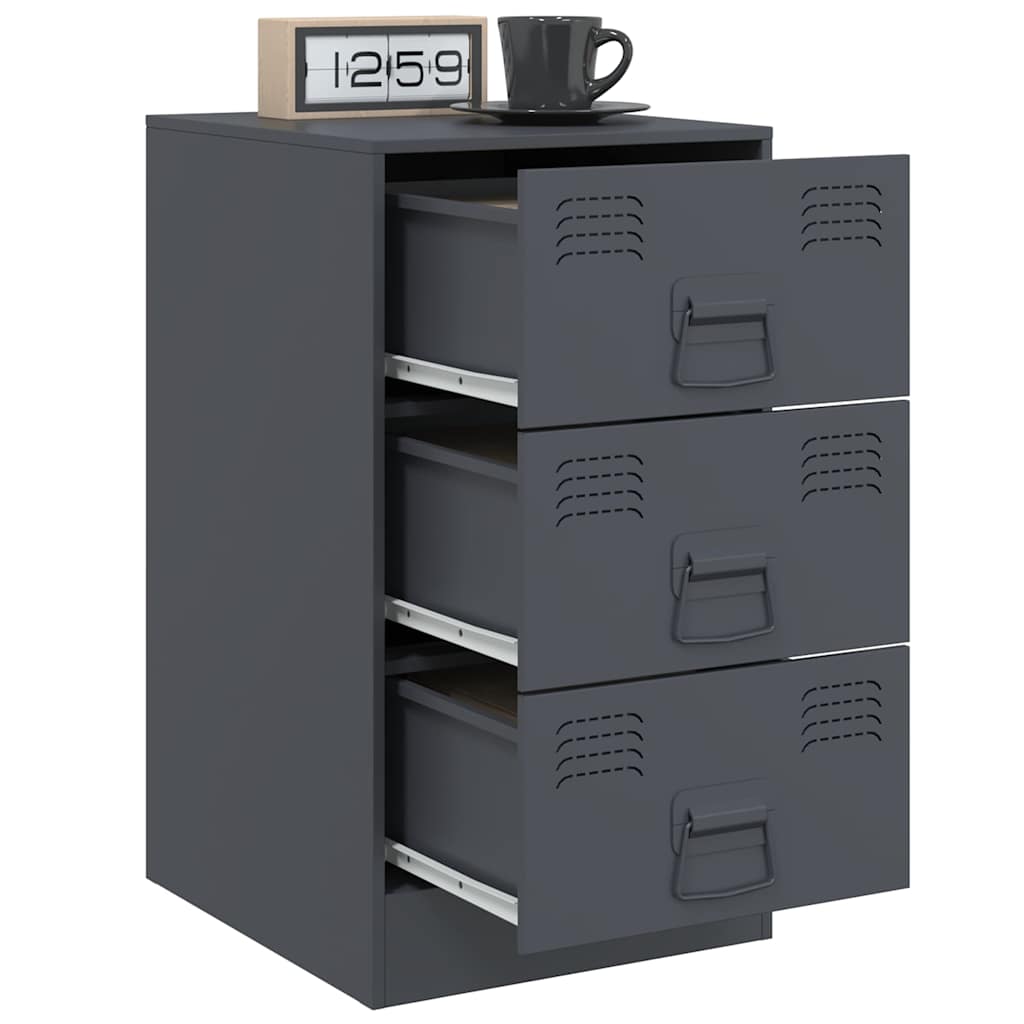 Mesas de cabeceira 2 pcs 34,5x39x62 cm aço antracite