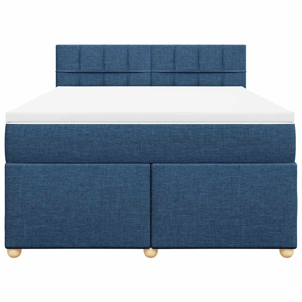 Cama com molas/colchão 140x190 cm tecido azul