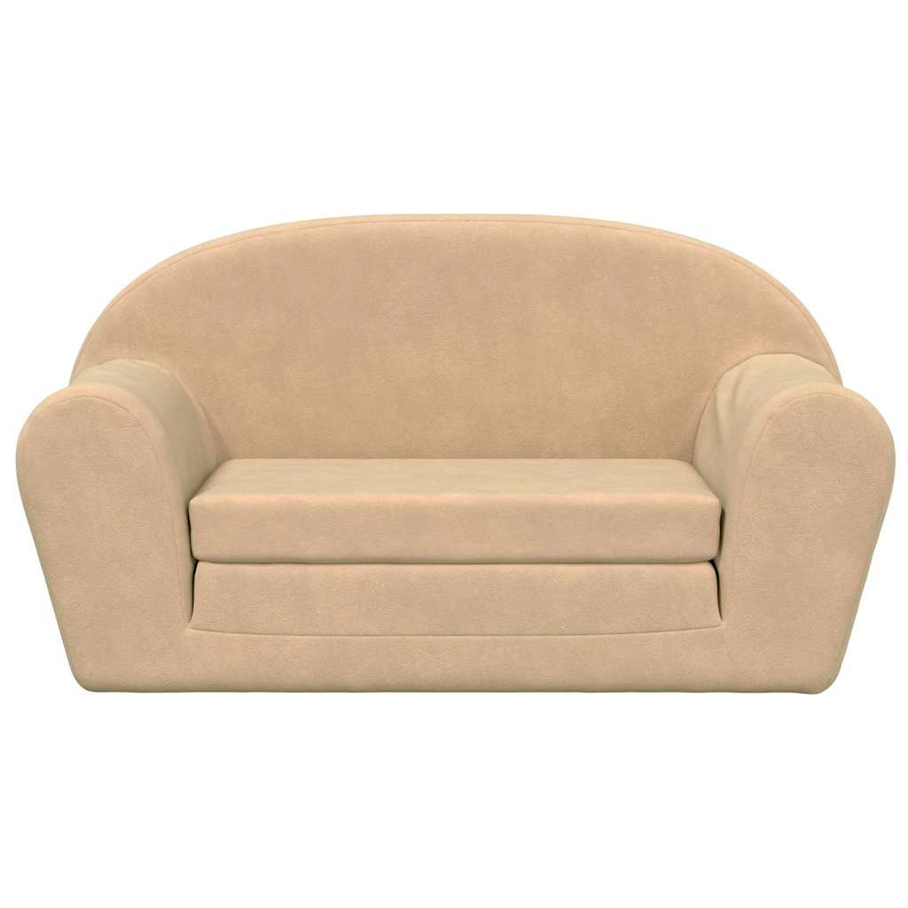 Sofá infantil de 2 lugares pelúcia macia cor creme