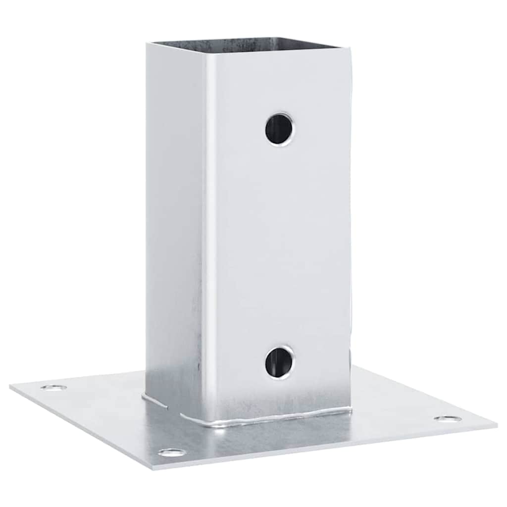 Bases de poste quadradas 4 pcs prata 71x71 mm aço galvanizado