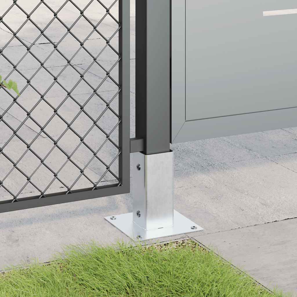 Bases de poste quadradas 4 pcs prata 71x71 mm aço galvanizado