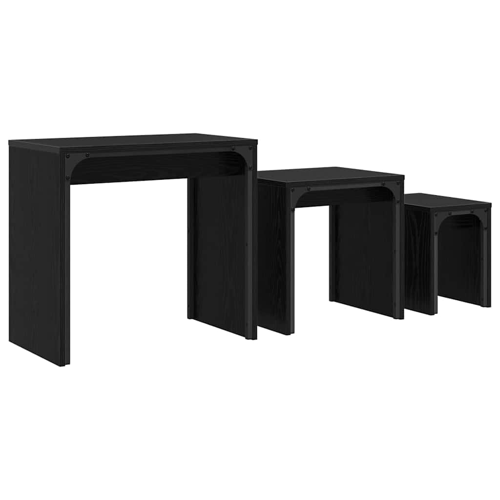 Mesa de centro 3 unid. carvalho preto 60 x 35 x 56 cm