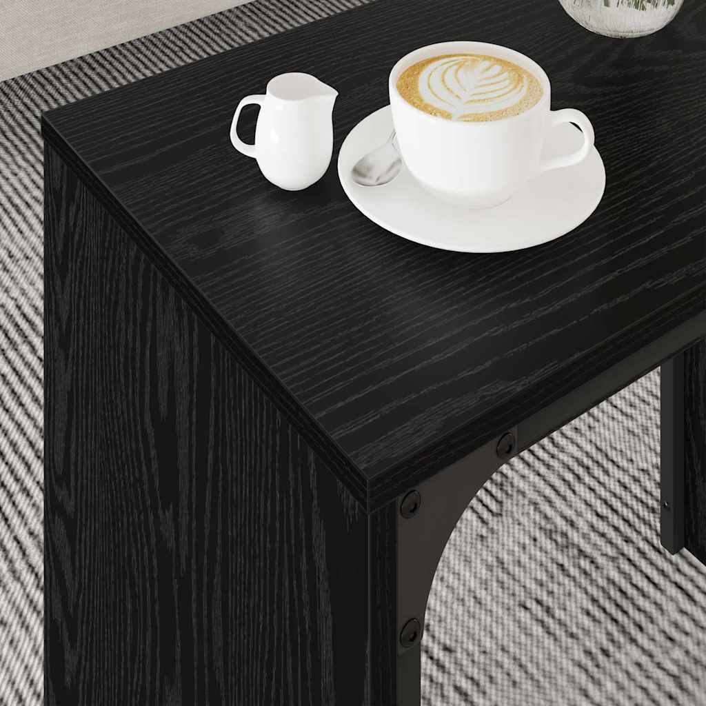 Mesa de centro 3 unid. carvalho preto 60 x 35 x 56 cm