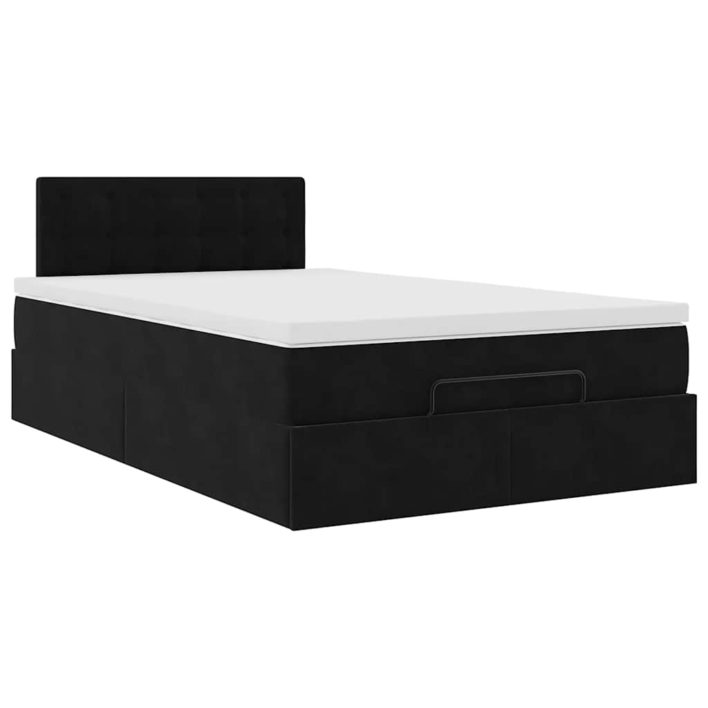 Cama otomana com colchão 120x190 cm veludo preto