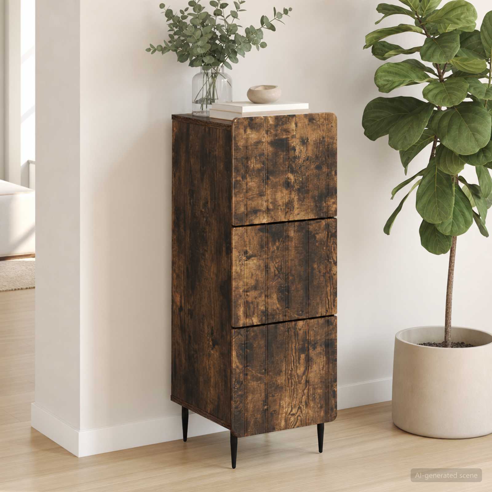 Gabinete de gavetas carvalho fumado 33 x 34,5 x 92 cm