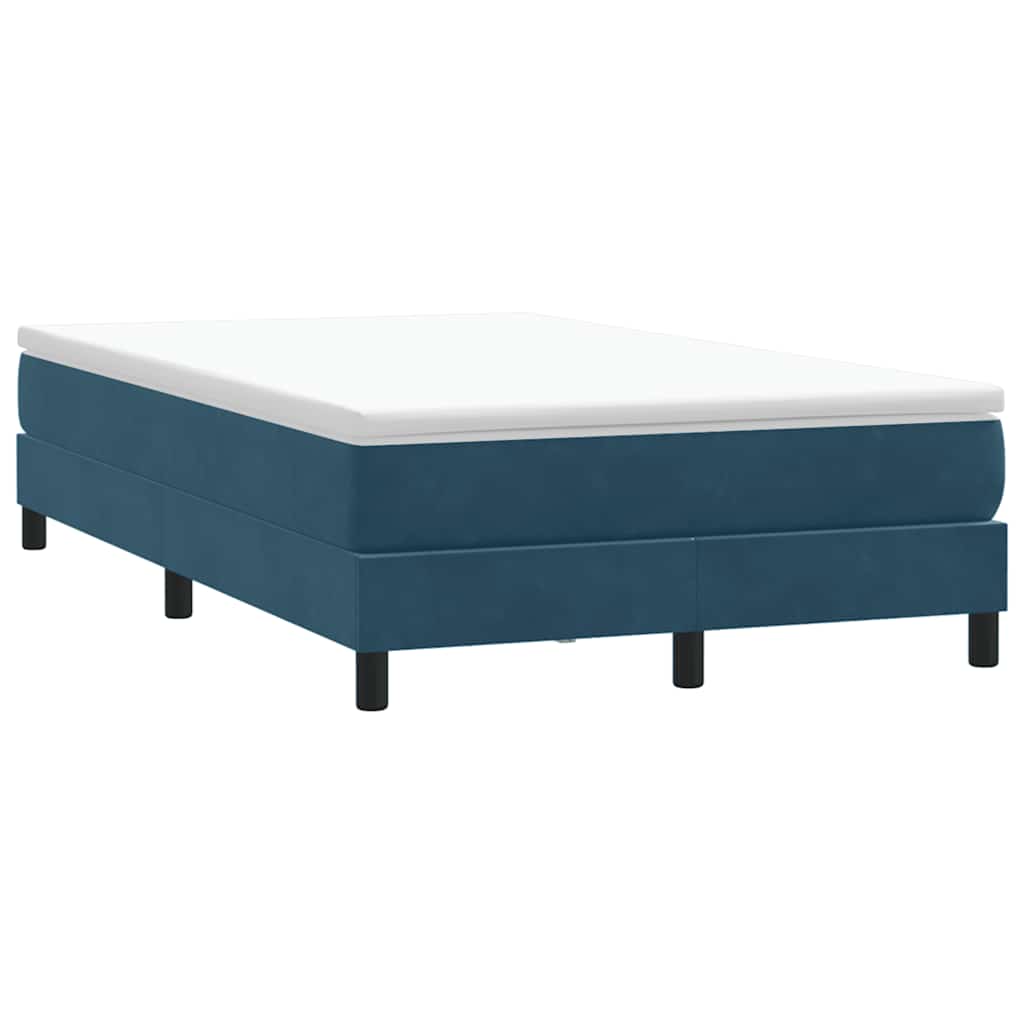 Box cama de primavera sem colchão azul escuro 120x210 cm veludo