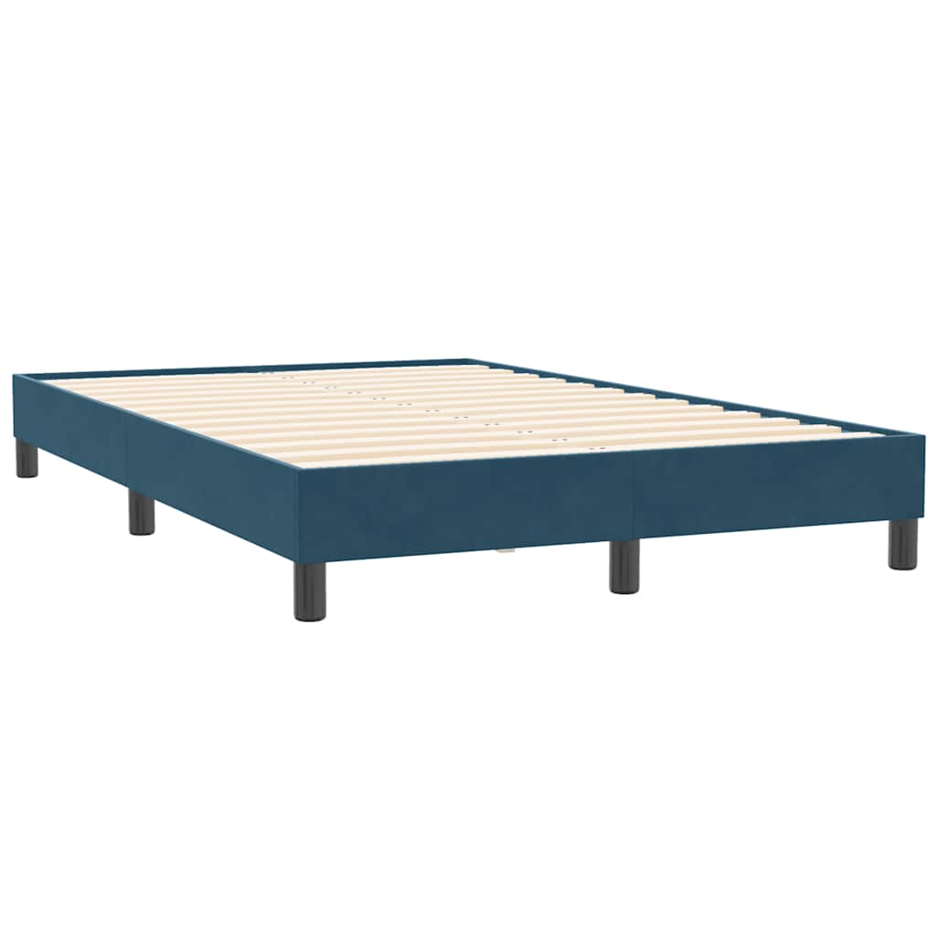 Box cama de primavera sem colchão azul escuro 120x210 cm veludo