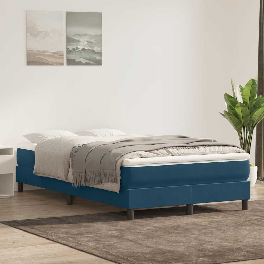 Box cama de primavera sem colchão azul escuro 120x210 cm veludo