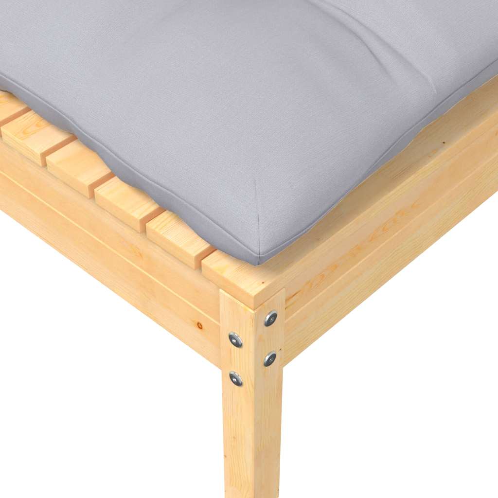 Apoio de pés para jardim c/ almofadão cinzento pinho maciço