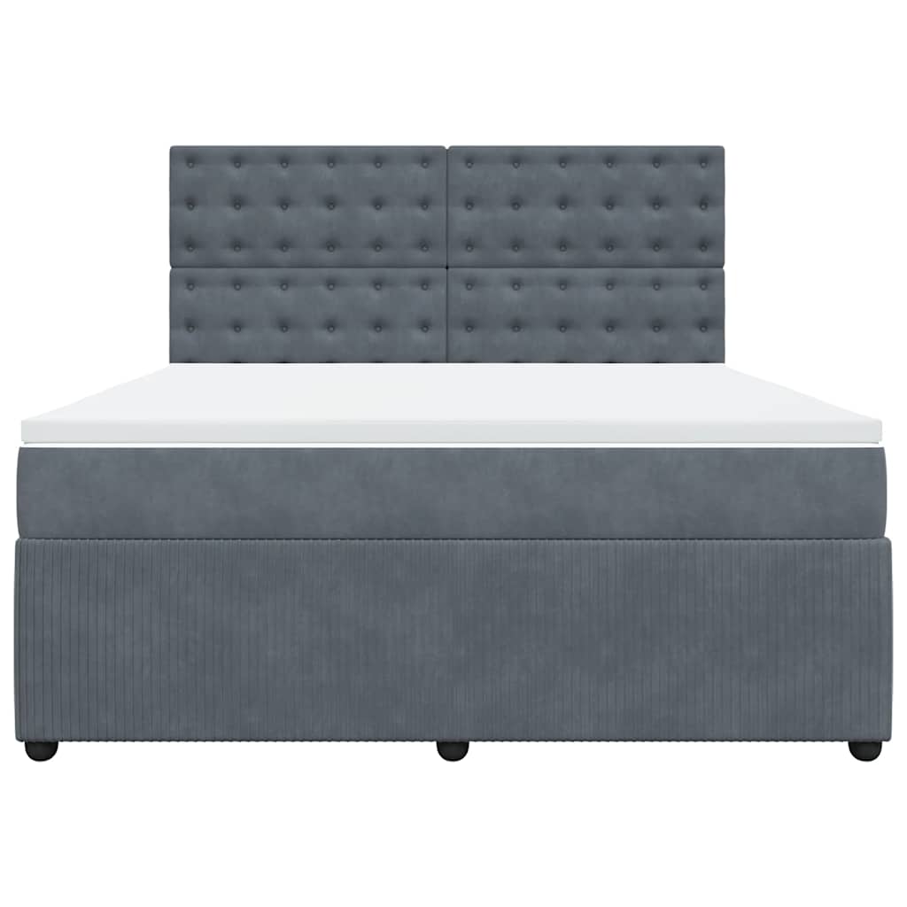 Cama com molas/colchão 180x200 cm veludo cinzento-escuro