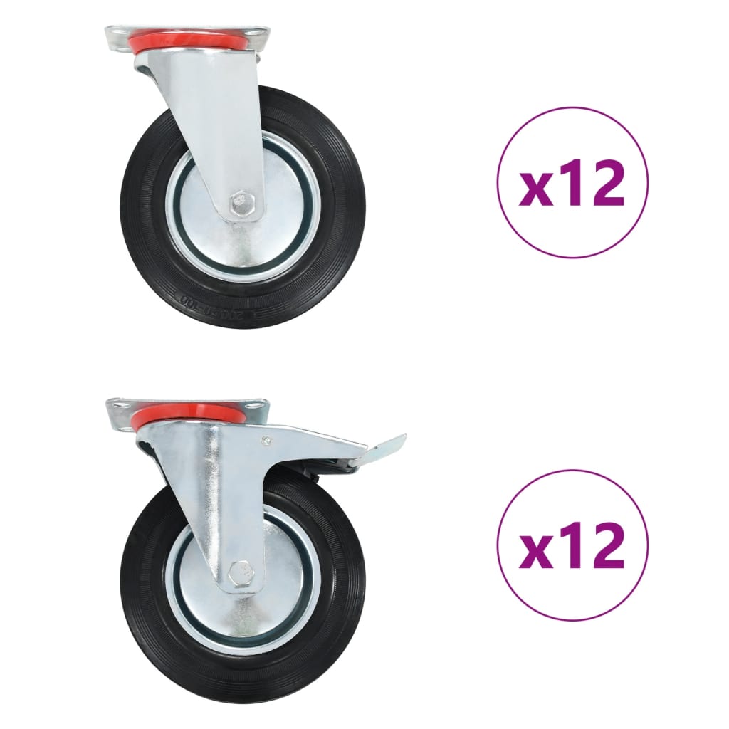 24 Pcs rodas giratórias 200 mm