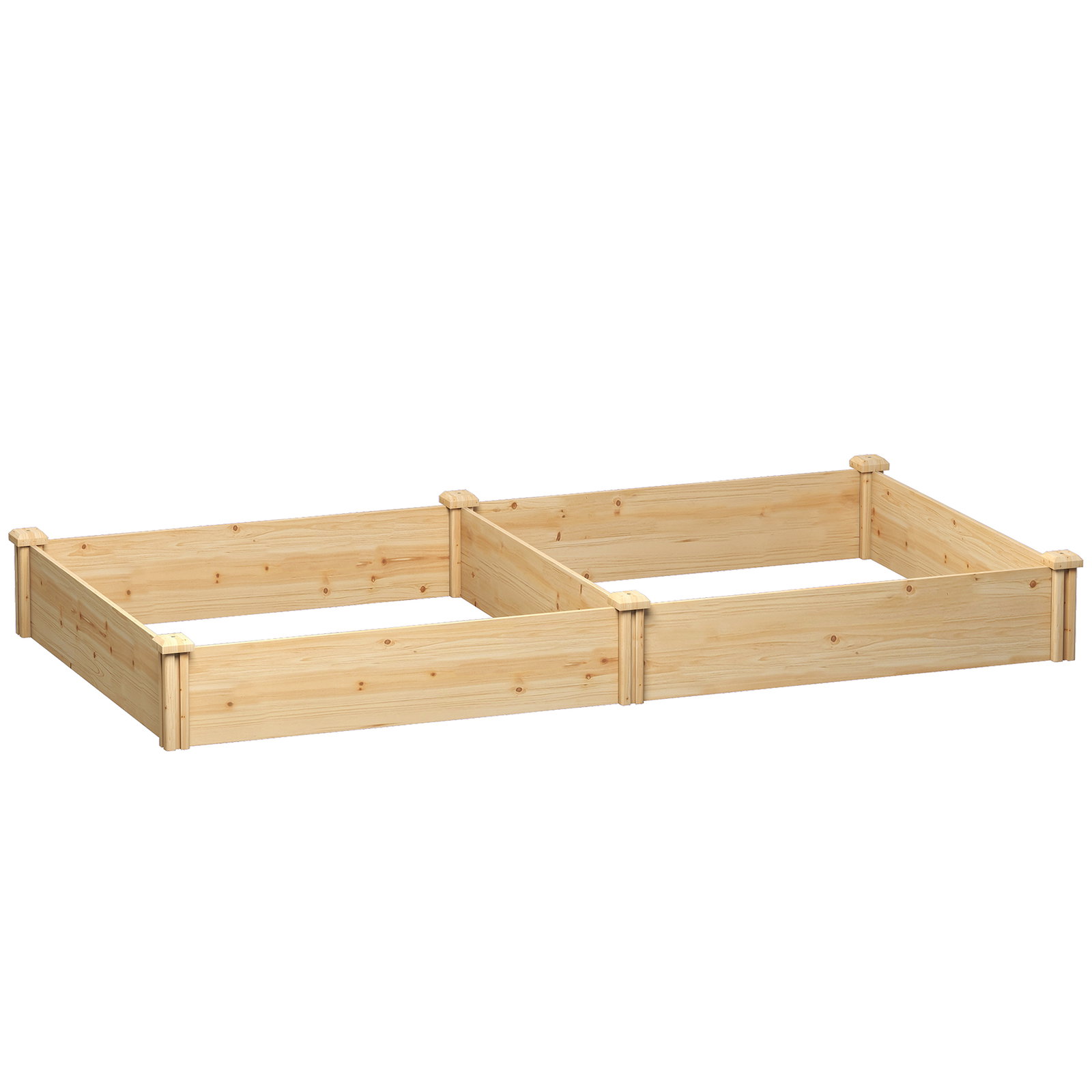 Jardinheira elevada em madeira horta urbana para cultivar plantas com divisor e base aberta 235x121x26 cm madeira