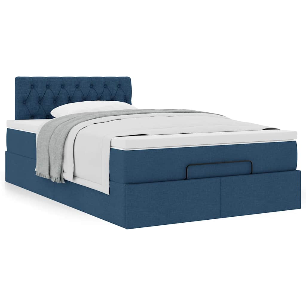 Cama otomana com colchão 120x200 cm tecido azul