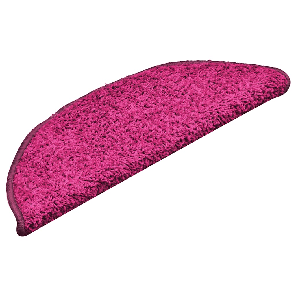 Tapetes de escada 15 peças 56x17x3 cm rosa semicircular