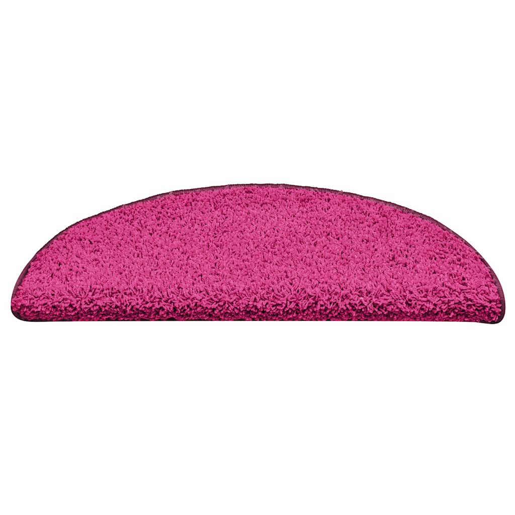 Tapetes de escada 15 peças 56x17x3 cm rosa semicircular