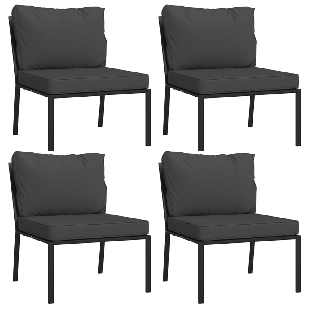 9 Pcs conjunto lounge de jardim aço c/ almofadões cinzentos