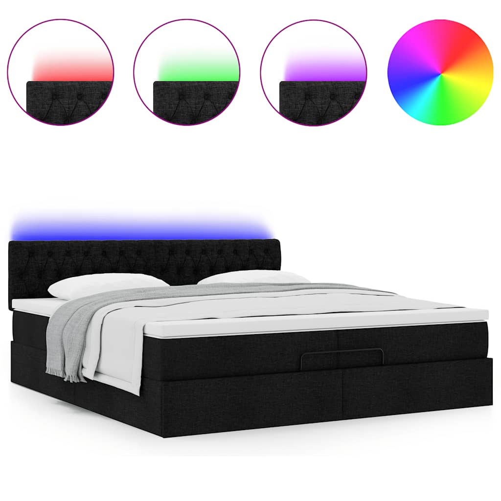 63 / 5,000Vidaxl estrutura de cama otomana com colchões tecido preto