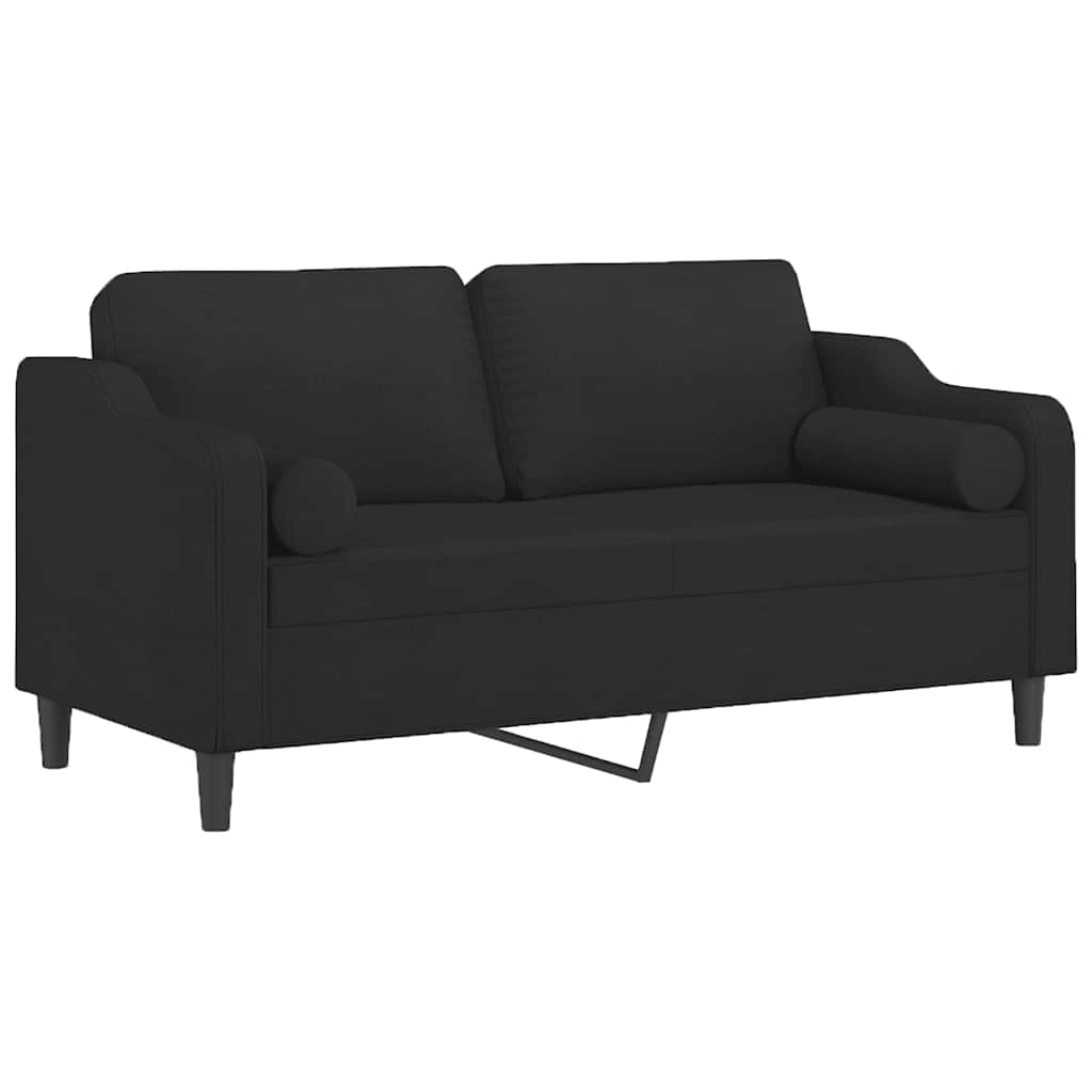 Sofá 2 lugares + almofadas decorativas 140 cm tecido preto