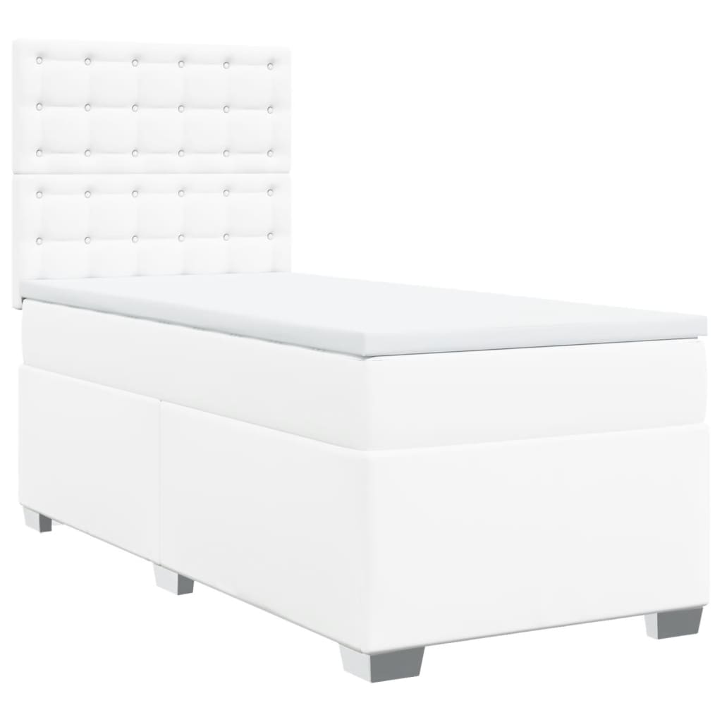 Cama com molas/colchão 80x200 cm couro artificial branco