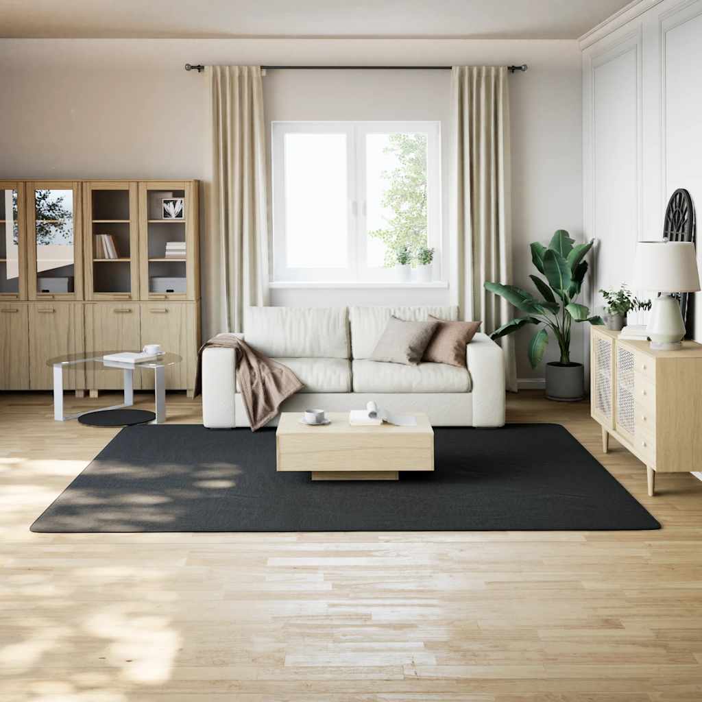 Tapete felpudo preto 240x305 cm poliéster