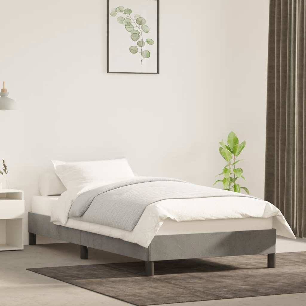 Estrutura de cama sem colchão 90x200 cm veludo cinzento-claro