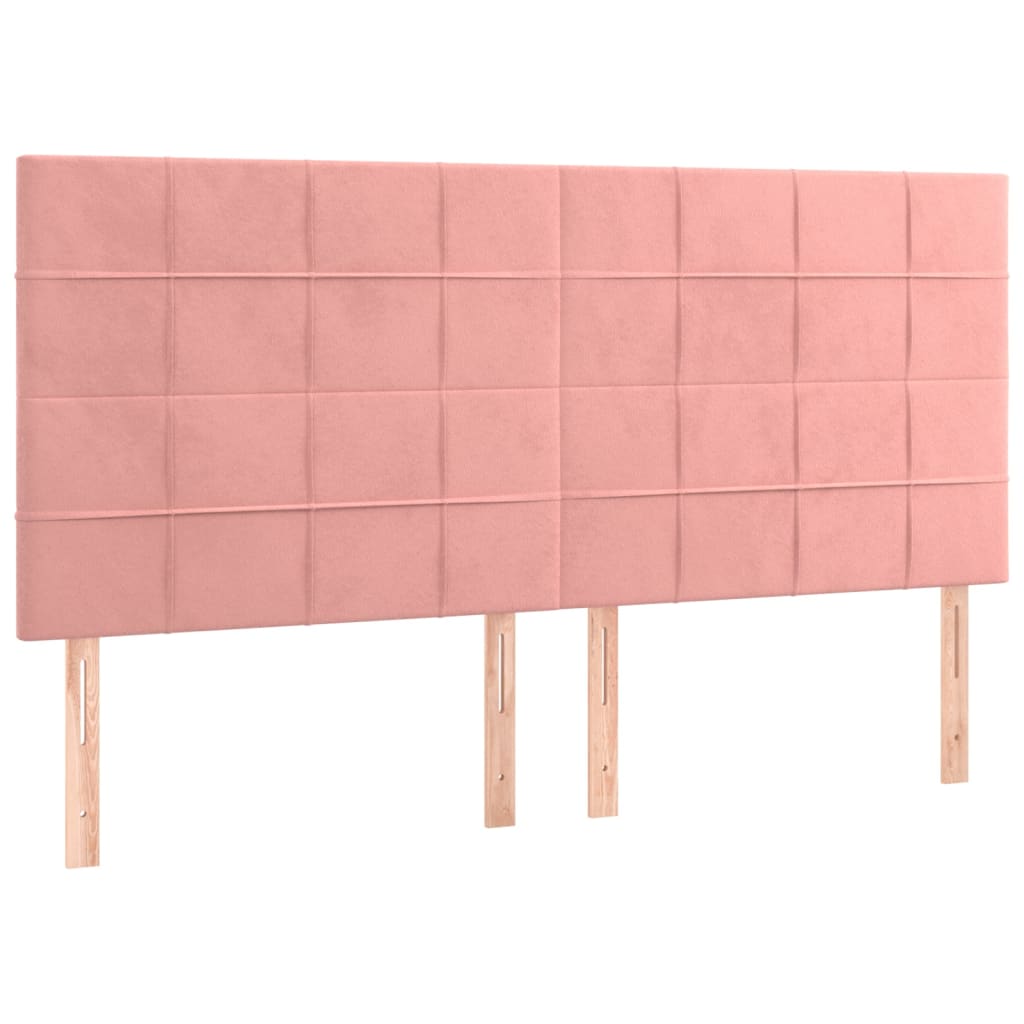 Cabeceira de cama c/ luzes LED veludo 200x5x118/128 cm rosa