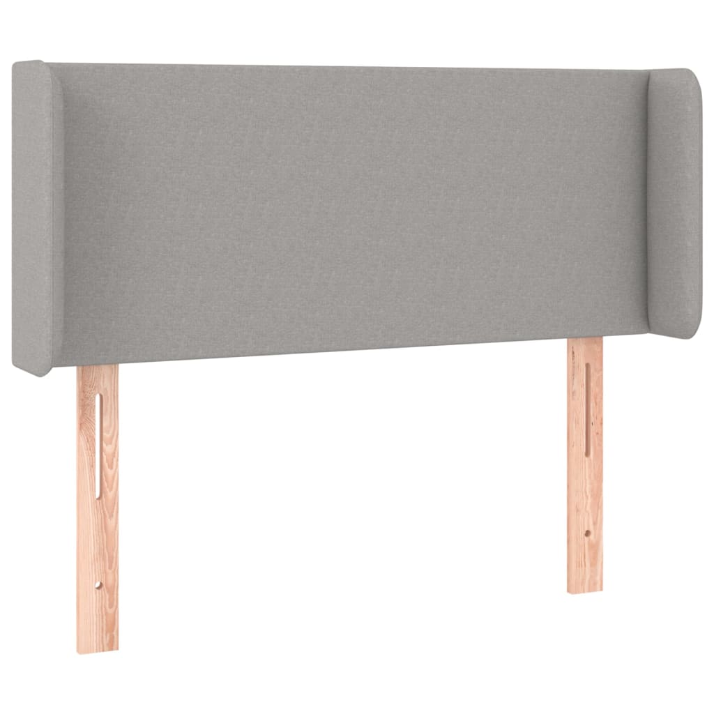 Cabeceira cama c/ luzes LED tecido 103x16x78/88 cm cinza-claro