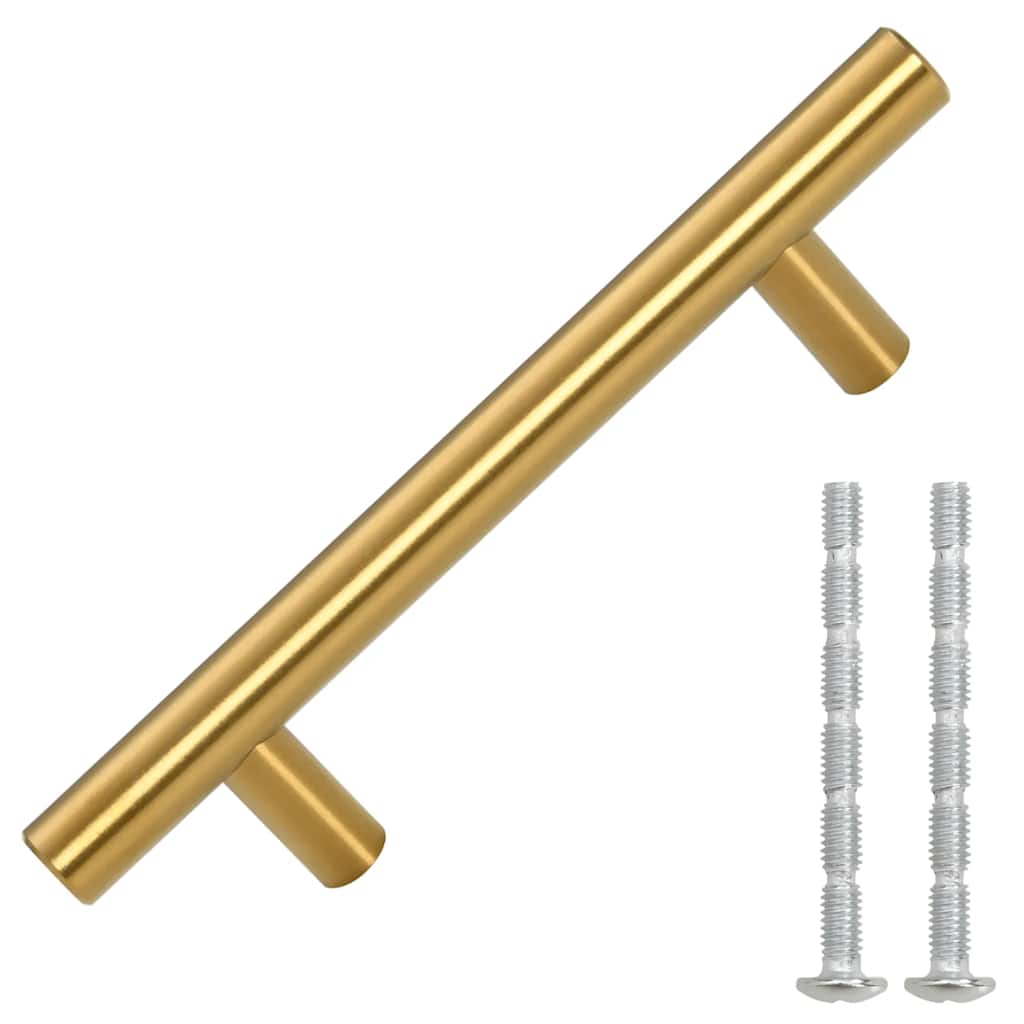 Puxadores para móveis 10 pcs 64 mm aço inoxidável dourado