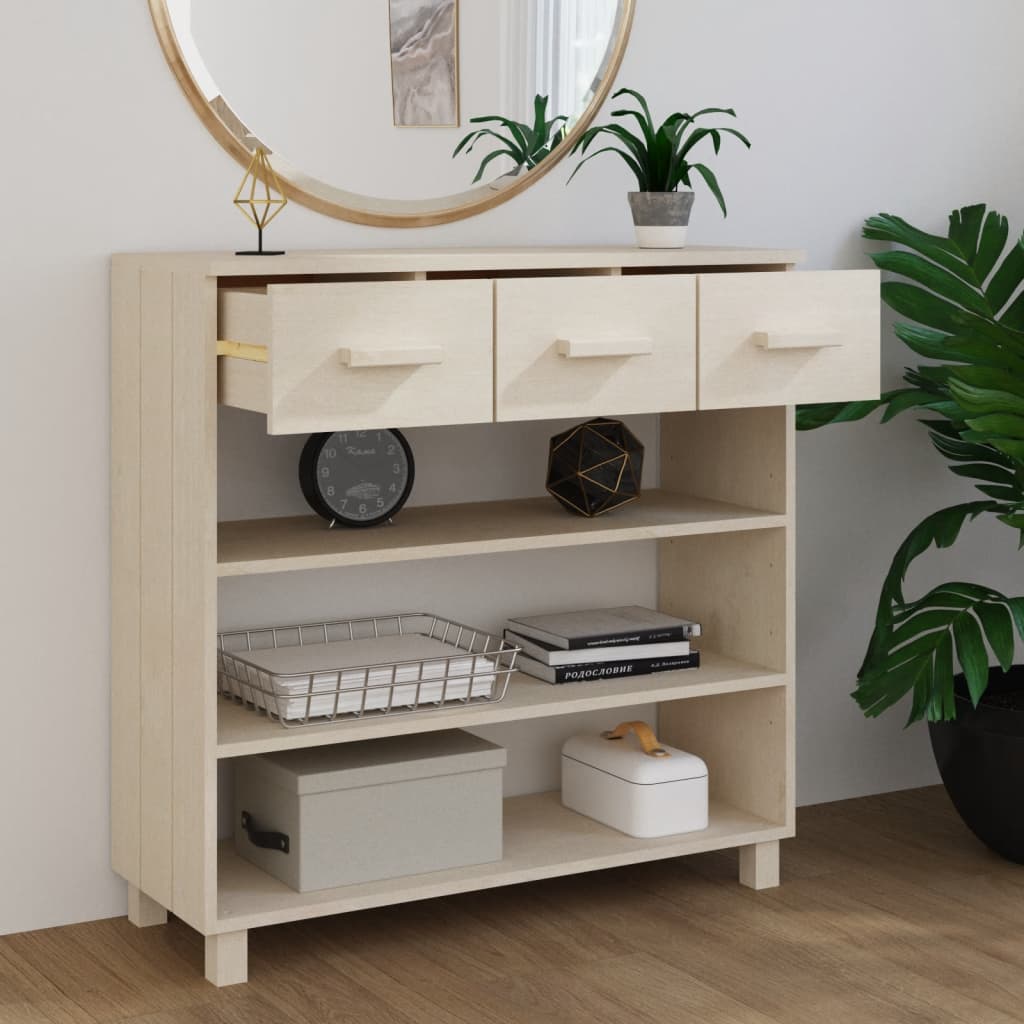 Mesa consola hamar 90x35x90 cm pinho maciço castanho-mel