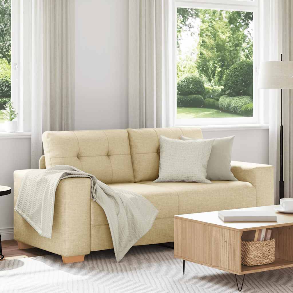 Sofá de dois lugares na cor creme, 180x77x82 cm, em tecido