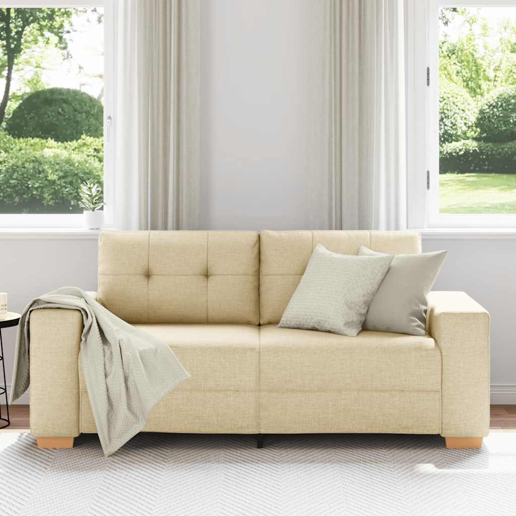 Sofá de dois lugares na cor creme, 180x77x82 cm, em tecido